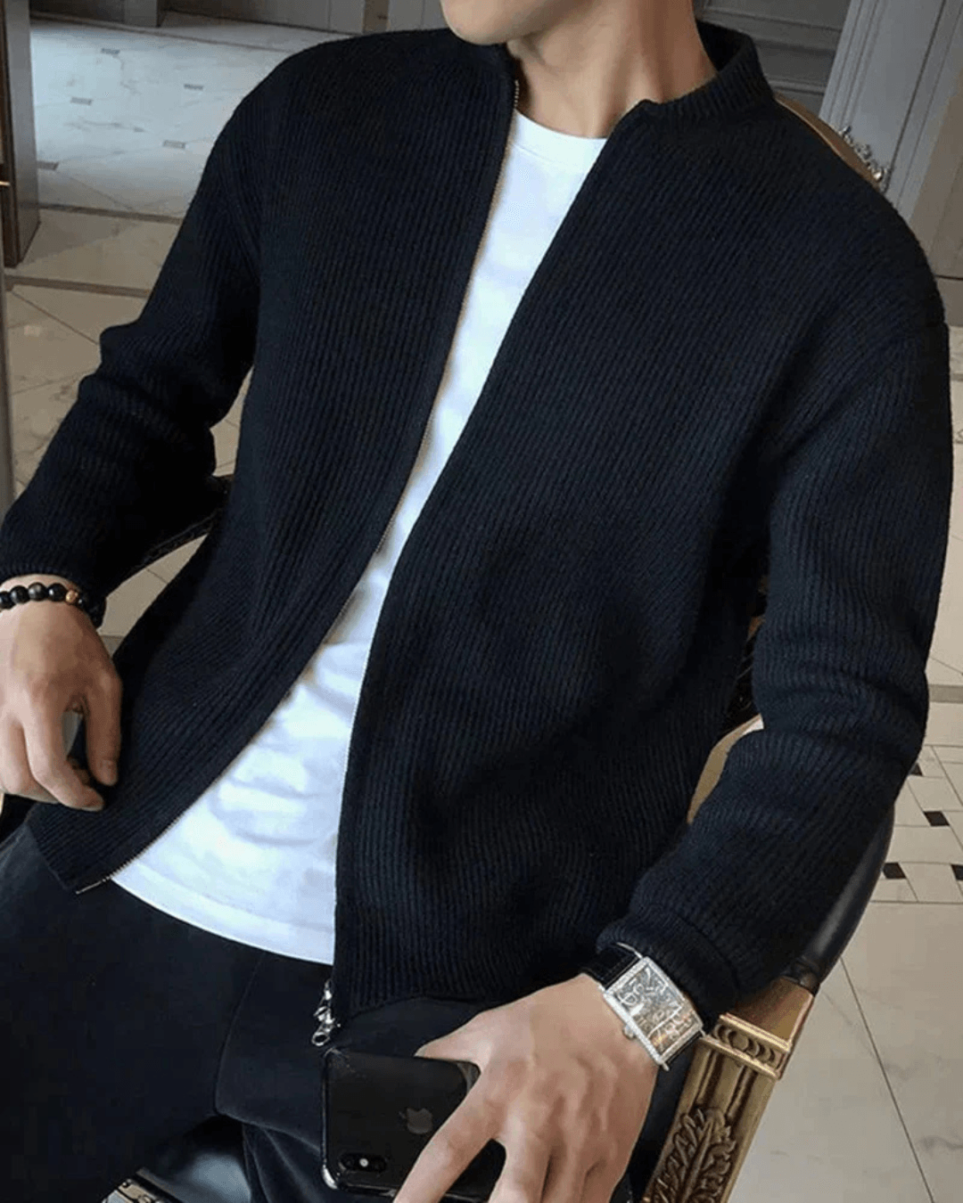 Modern Knit Zip Cardigan